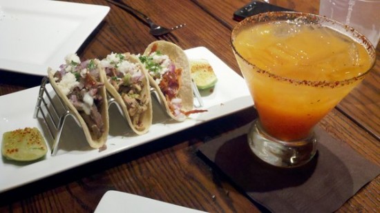 La Hacienda de San Angel: Taquiza--Taco trio--ribeye, roasted chicken, and pork, and a Orange Mango Fire Margarita! La Hacienda de San Angel: Taquiza--Taco trio--ribeye, roasted chicken, and pork, and a Orange Mango Fire Margarita!