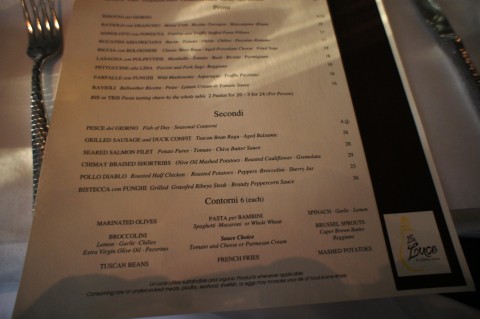 La Luce by Donna Scala: Bottom of the menu. La Luce by Donna Scala: Bottom of the menu.