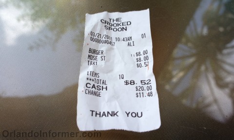 The Crooked Spoon food truck: My receipt. The Crooked Spoon food truck: My receipt.