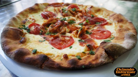 Wolfgang Puck Cafe in Downtown Disney's West Side: Wood Fire BBQ Chicken Pizza. Wolfgang Puck Cafe in Downtown Disney's West Side: Wood Fire BBQ Chicken Pizza.