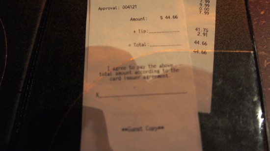 AMC Fork & Screen at Downtown Disney: Our receipt. AMC Fork & Screen at Downtown Disney: Our receipt.