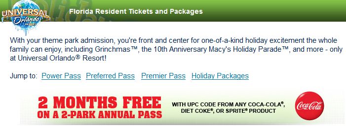 Universal Orlando holiday FL res annual pass promotion (courtesy of UniversalOrlando.com).