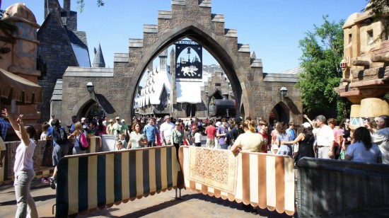 Spring Break crowds inside the Wizarding World of Harry Potter - April 2, 2012: Crowd control gates up. Spring Break crowds inside the Wizarding World of Harry Potter - April 2, 2012: Crowd control gates up.