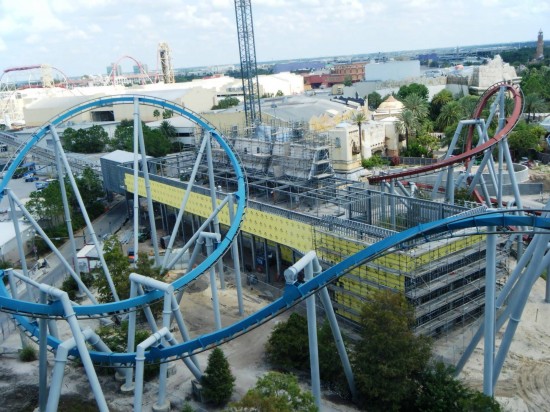 Hogsmeade station construction viewed from Dragon Challenge.