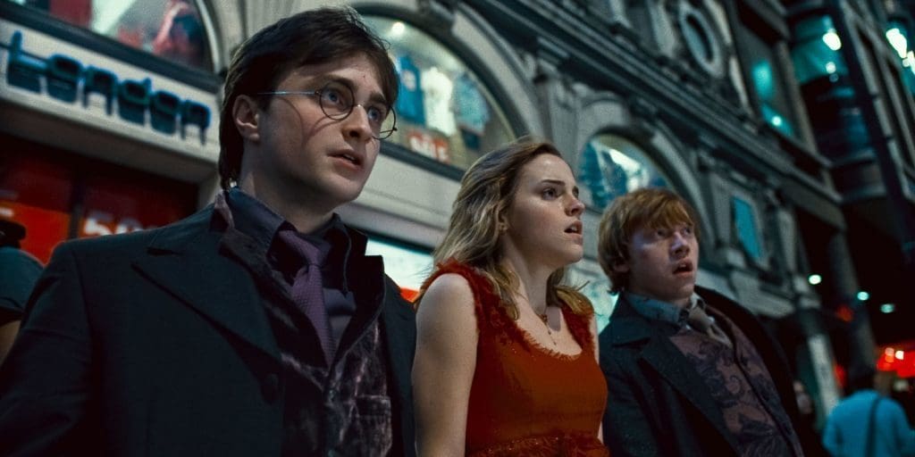 Harry, Ron, and Hermione from Harry Potter and the Deathly Hallows, Part 1