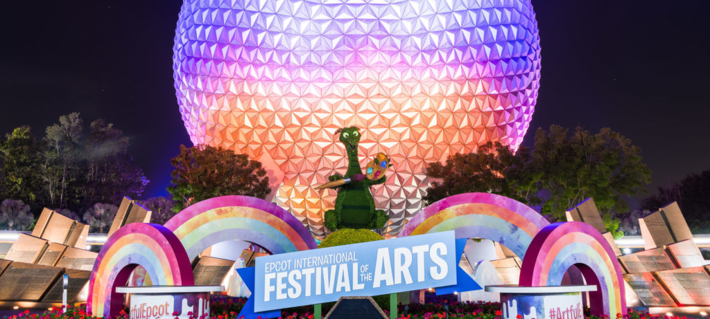Festival of the Arts - Spaceship Earth at dusk