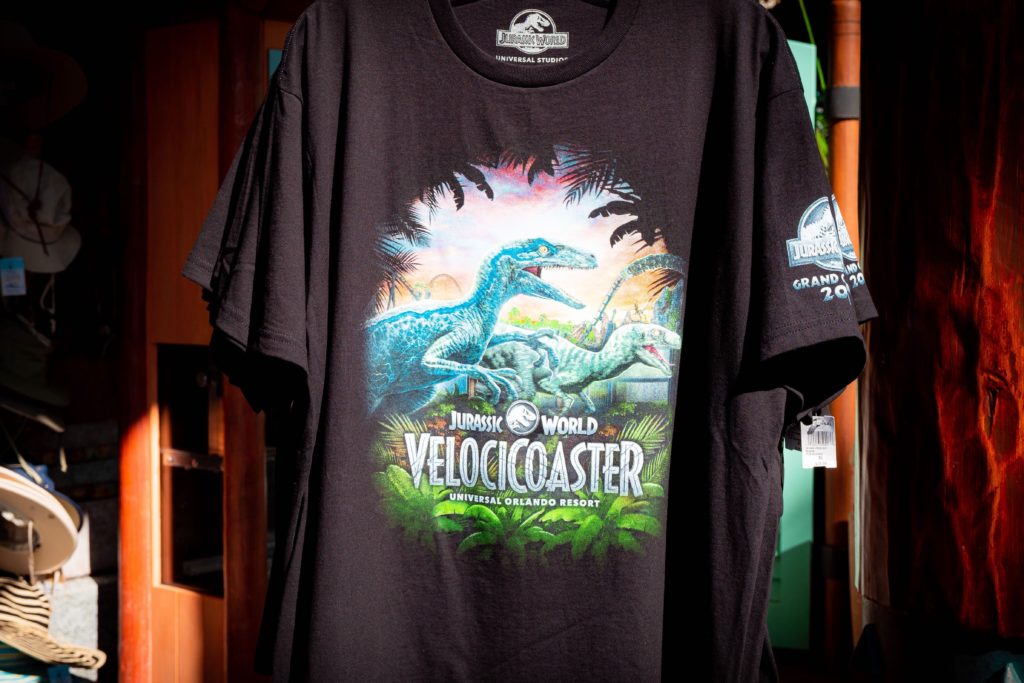 Jurassic World VelociCoaster black tee with raptor art